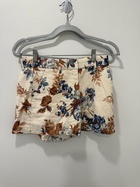 Abercrombie & Fitch Cream Floral Skort with Blue & Brown Botanicals